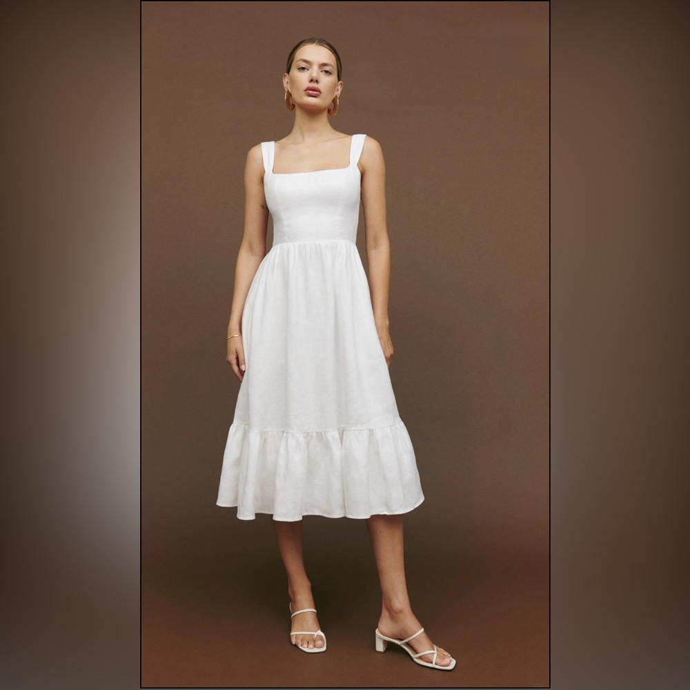 NWT Reformation Buccatini Linen White Dress